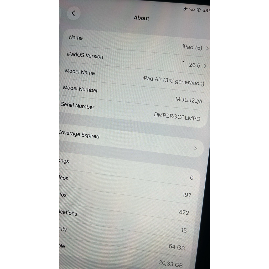 Ipad air 3 2019 second wifi only
