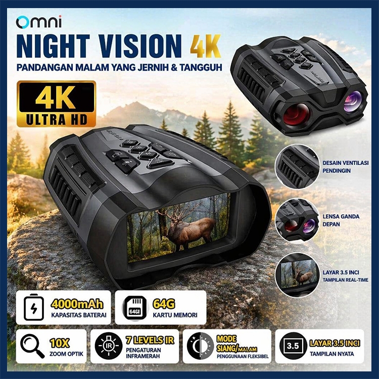 Night Vision Devices Teleskop Digital 4K Piksel Kamera Penglihatan Malam Inframerah Teropong Pengama