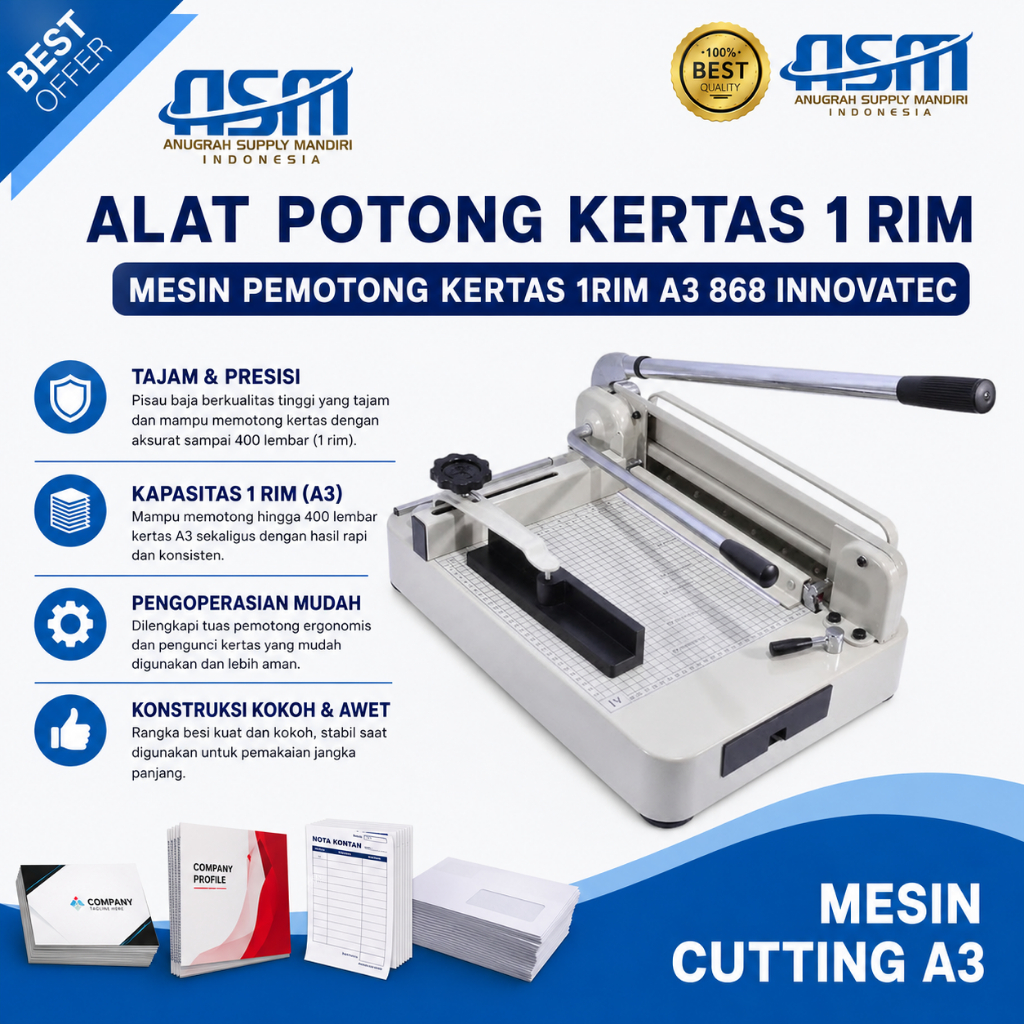 Alat Potong Kertas 1 Rim - Mesin Pemotong Kertas 1rim A3 868 INNOVATEC