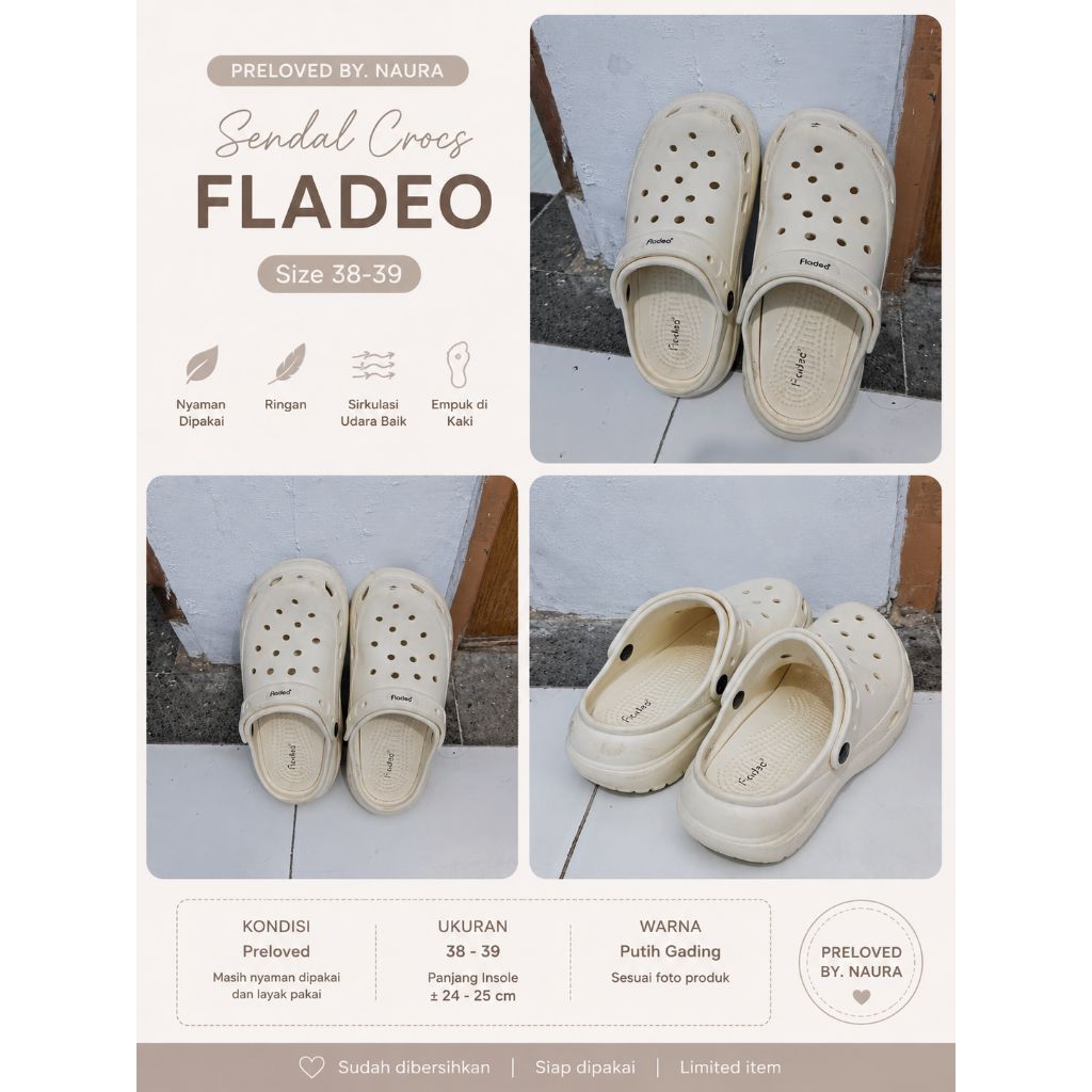 sendal crocs fladeo ori preloved by. naura