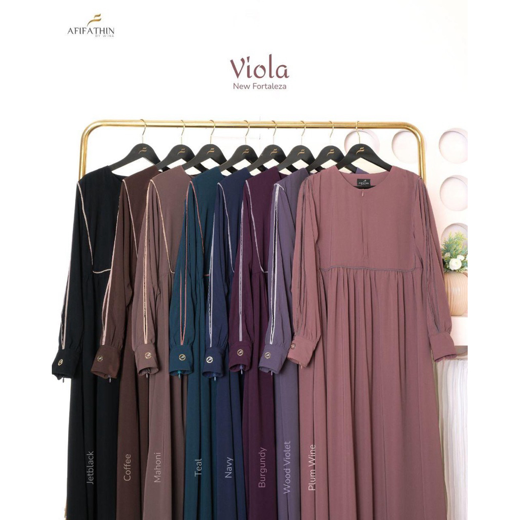 Vioala Dress dan khimar viola by Afifatin | Bahan Fortaleza Premium Gamis Muslimah Kekinian Nyaman D