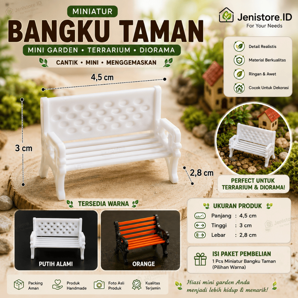 Miniatur Bangku Taman Miniatur Kursi Taman Miniatur Diorama Topper Kursi Mini