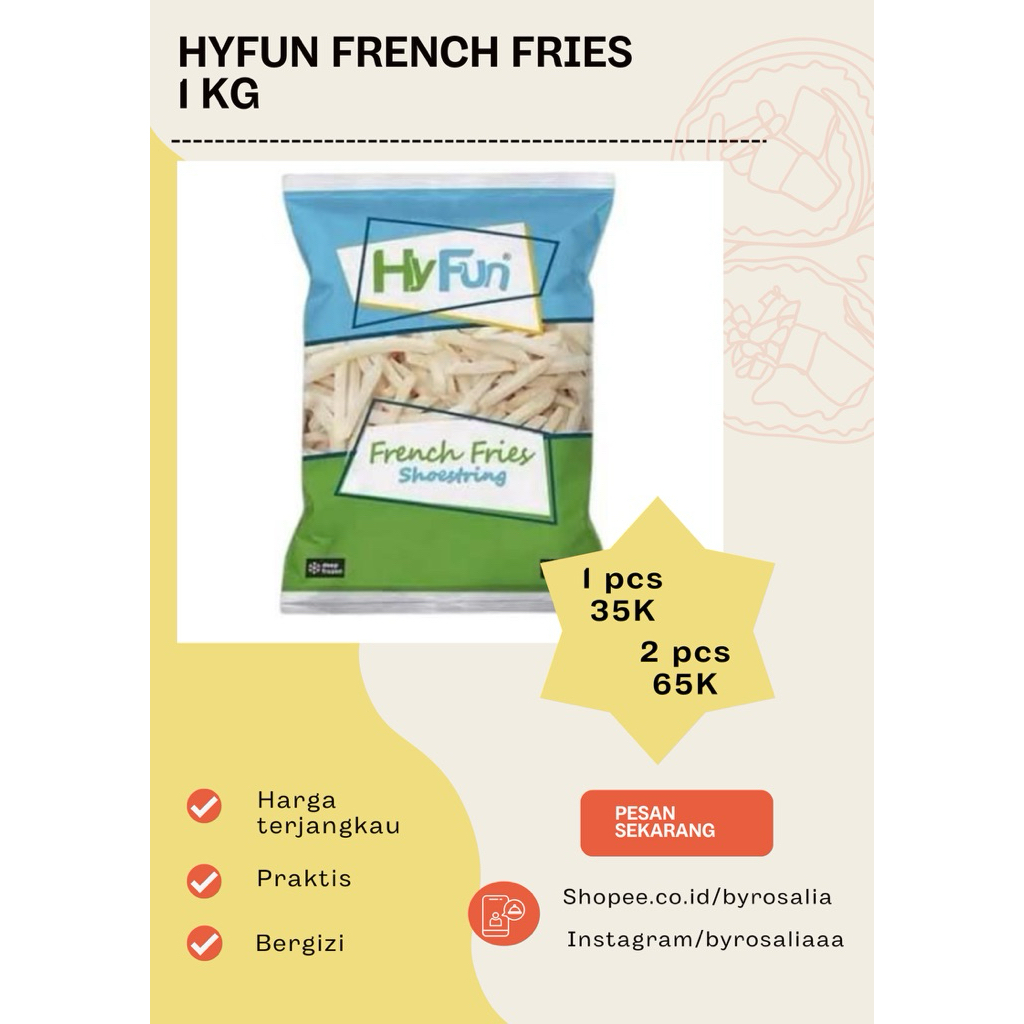 Hyfun French Fries Shoestring 1 Kg/ KENTANG GORENG 1 KG