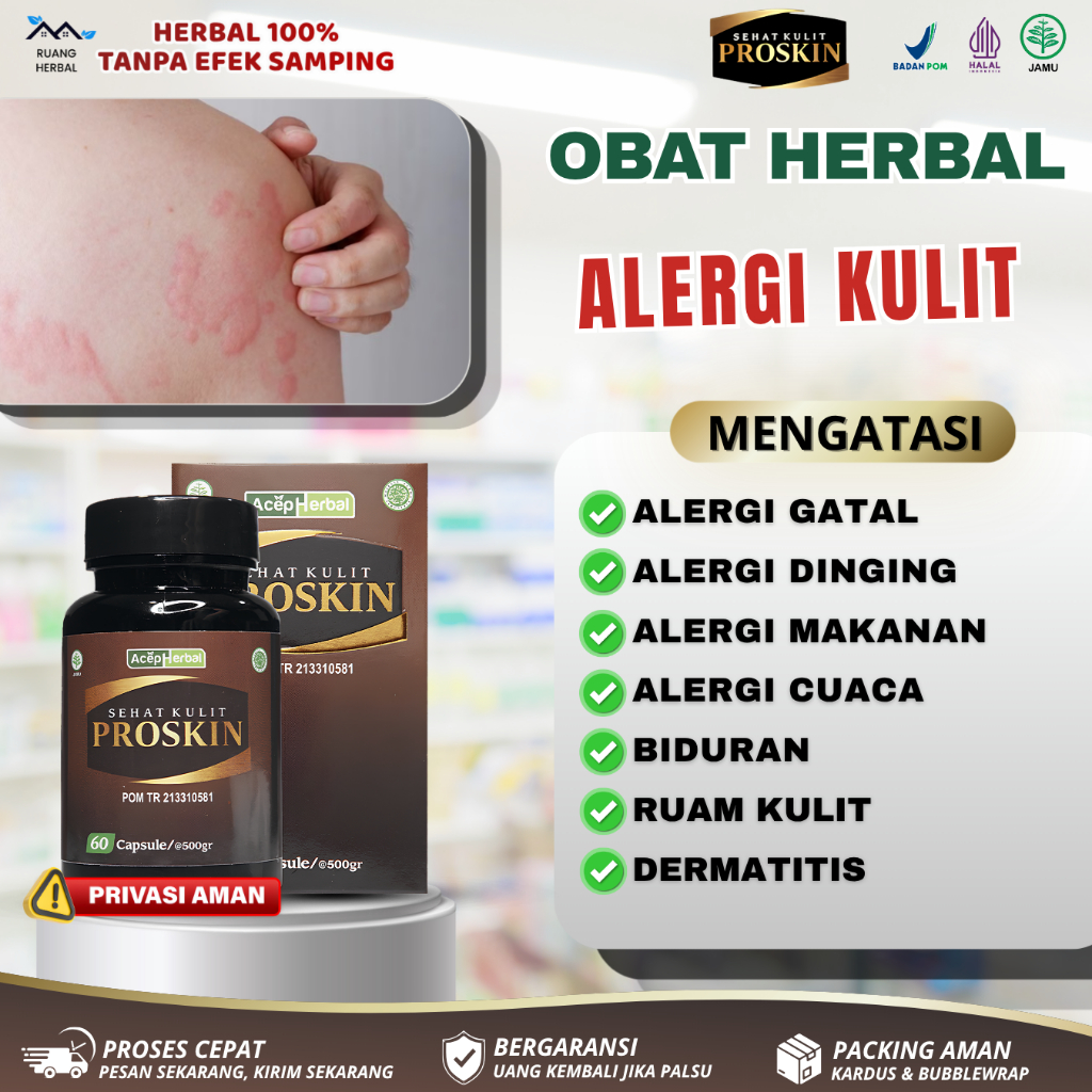 Proskin Obat Herbal Atasi Alergi Kulit, Alergi Gatal, Alergi Dingin, Alergi Makanan, Alergi Cuaca, B