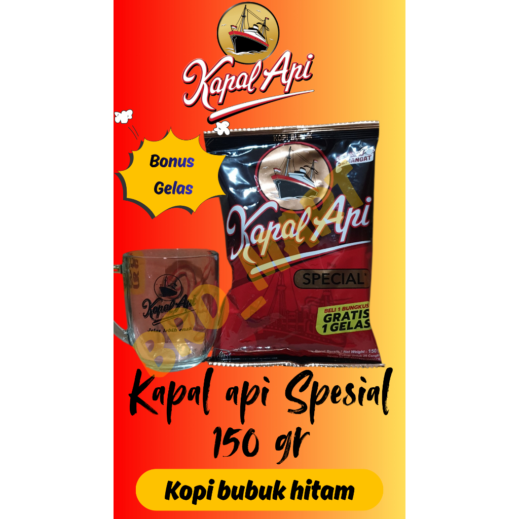 Kopi Kapal api 150/kapal api spesial 150/ kopi kapal api 150 bonus gelas