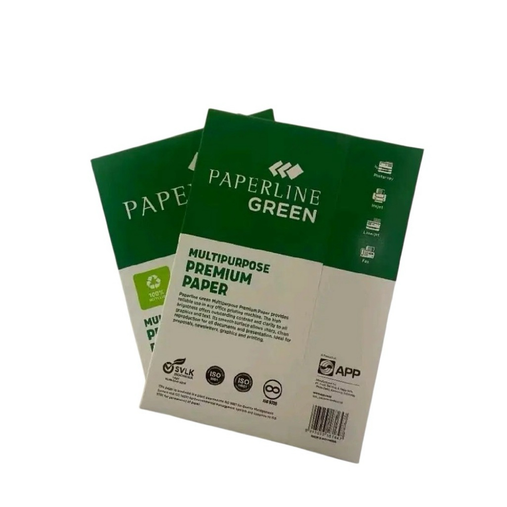 1 RIM HVS PAPERLINE GREEN F4 70GSM KERTAS WARNA PUTIH