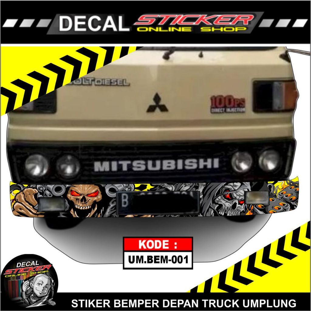 DECAL BEMPER DEPAN TRUCK UMPLUNG STIKER VARIASI MOBIL MOTIF TENGKORAK SKULL