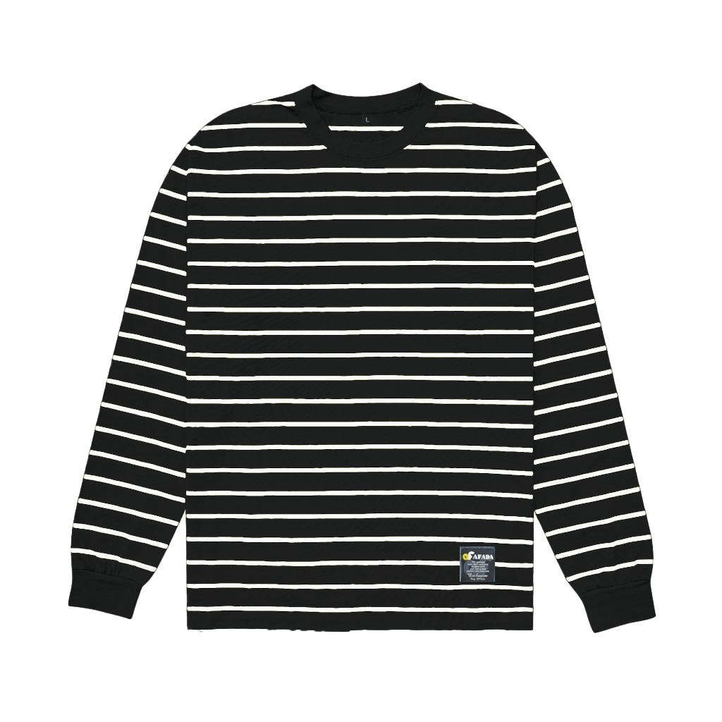liso wear - Kaos Pria Lengan Panjang Garis Belang Stripe Distro Casual Premium Katun