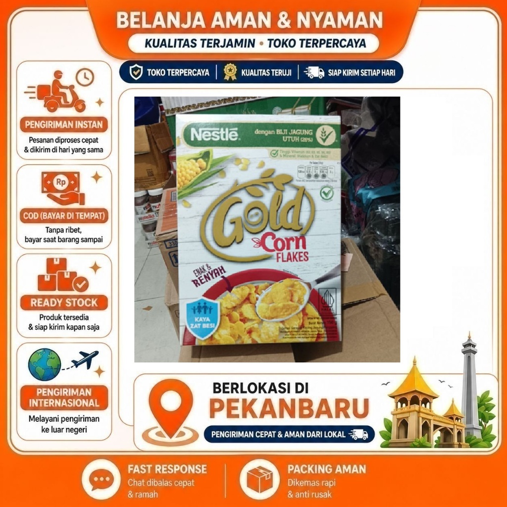 [SDW] pekanbaru/150 Gram Nestle Gold Corn Flakes Sereal Serpihan Jagung Renyah Bergizi Praktis Halal