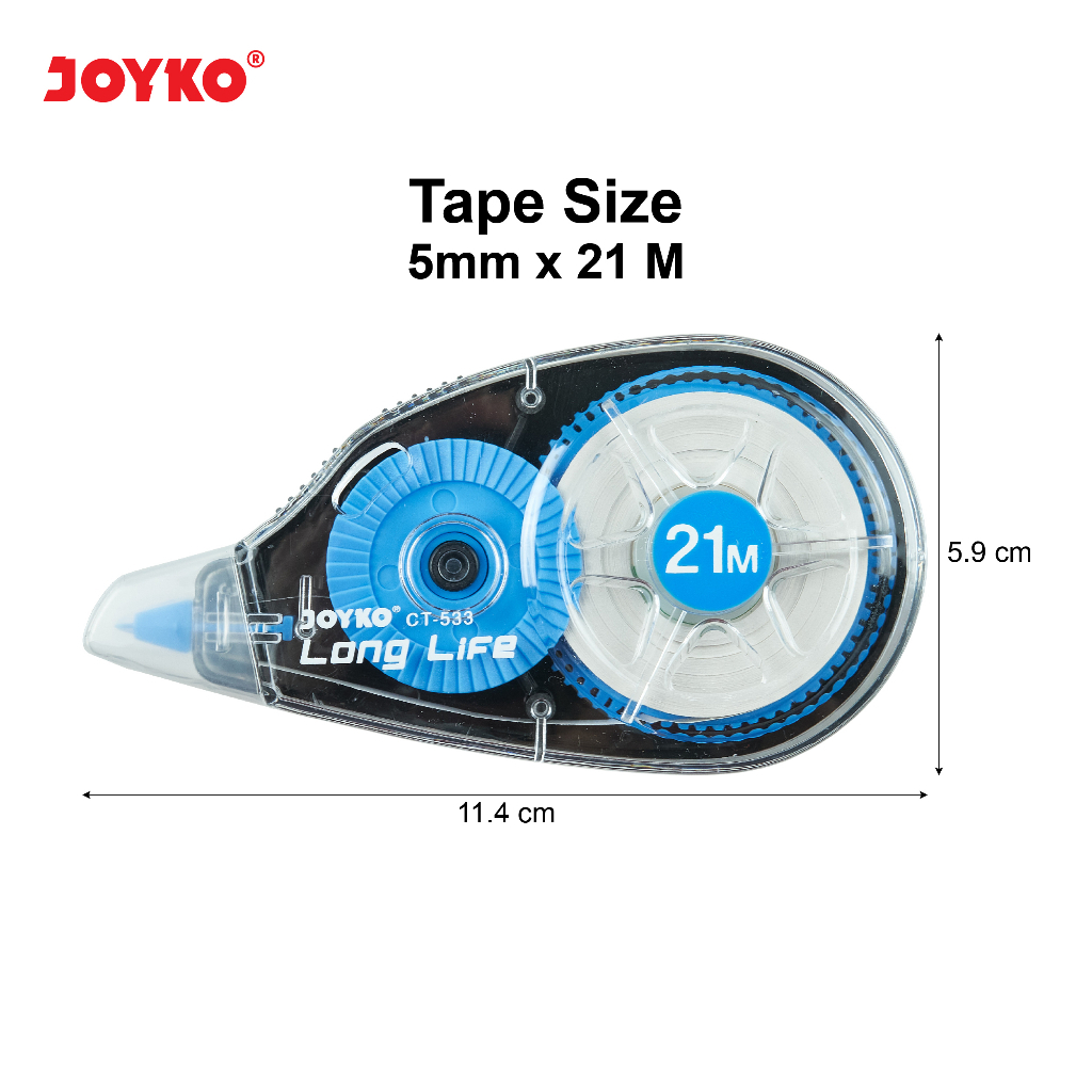 Joyko correction tape 21m jumbo / Tip ex kertas joyko tip ex kering besar isi banyak 21 meter CT-533