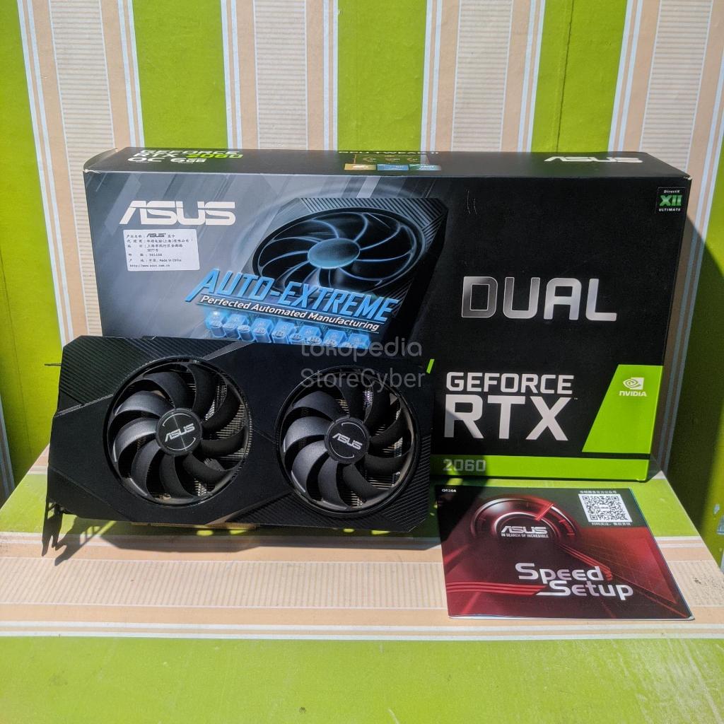 VGA CARD ASUS RTX 2060 6GB DDR6 DUAL FAN BACKPLATE FULLSET BEKAS MULUS SEPERTI BARU RTX2060 PEFORMA 