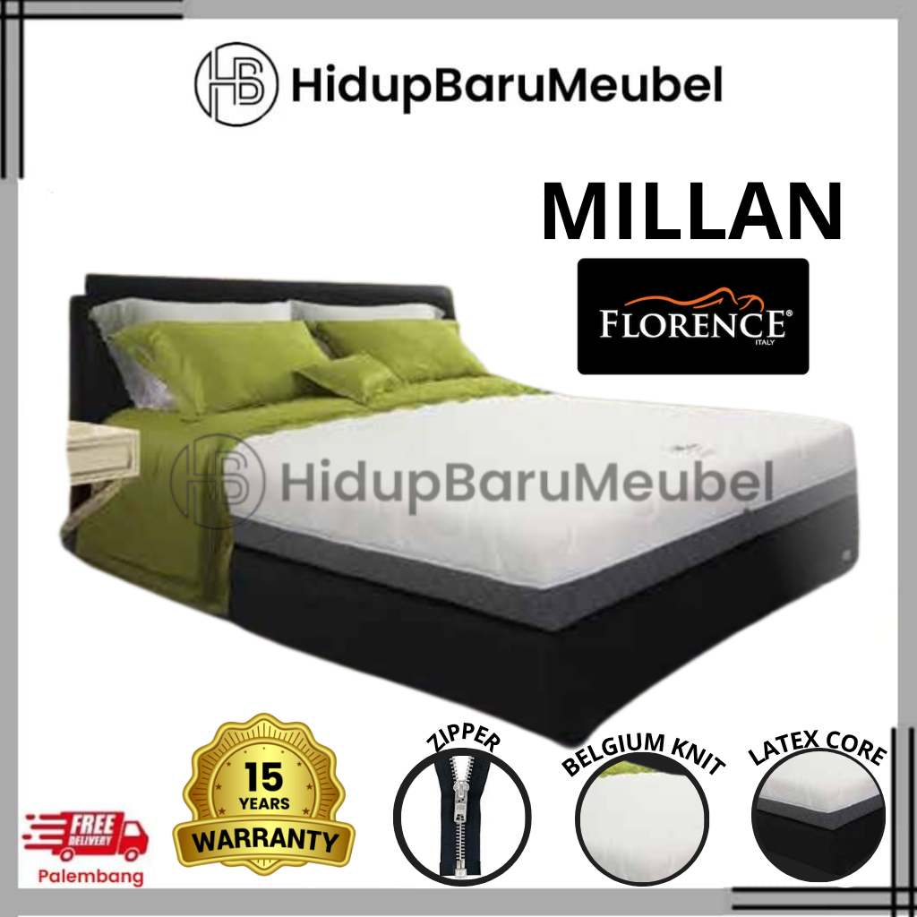 Springbed Florence Milan / Spring Bed Full Latex / Kasur Matras Premium Natural Living / Matras  Zip
