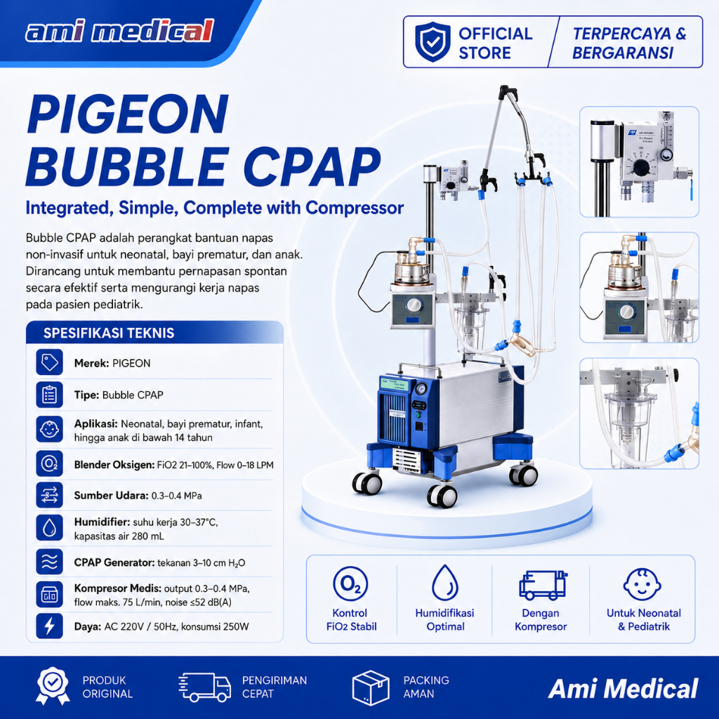 AMI MEDICAL Pigeon Bubble CPAP System Alat Bantu Napas Bayi Prematur Neonatal Original Resmi