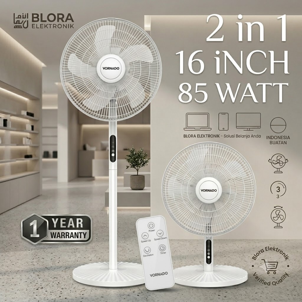 Kipas Angin Berdiri VORNADO 16 Inch 2 in 1 EF-40 Remote Control Kipas Meja Desk Stand Fan Vornado Or