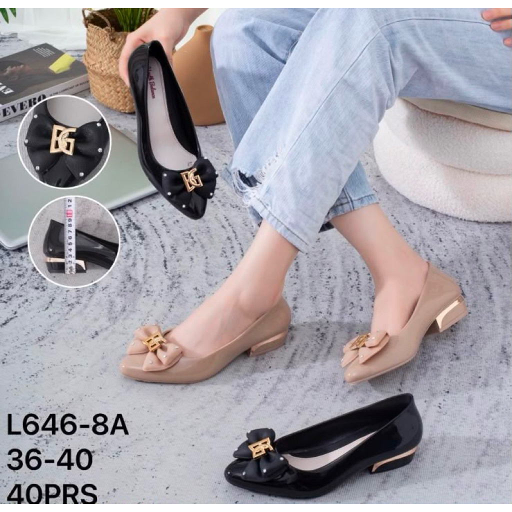 L646-8A pansus jelly tinggi 3cm bahan karet kilat sepatu kerja wanita jelly