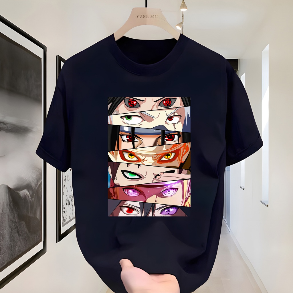 Kaos Pria Distro Original 100% Katun Premium Tebal Oversize Lembut Nyaman Motif Mata Karakter Anime 