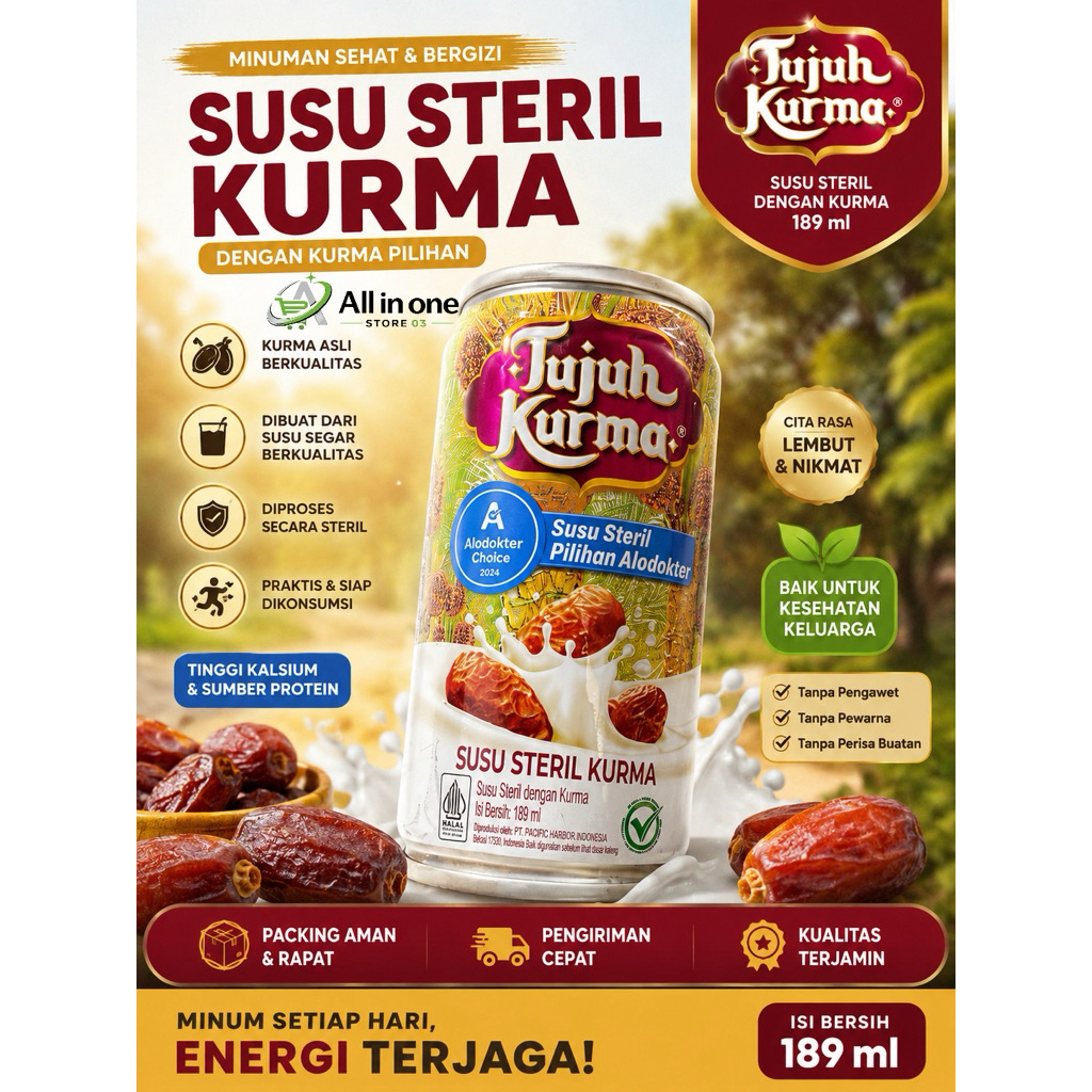 Tujuh Kurma 189ml Susu Steril Kurma Original Minuman Susu Kurma Kaleng Exp Panjang