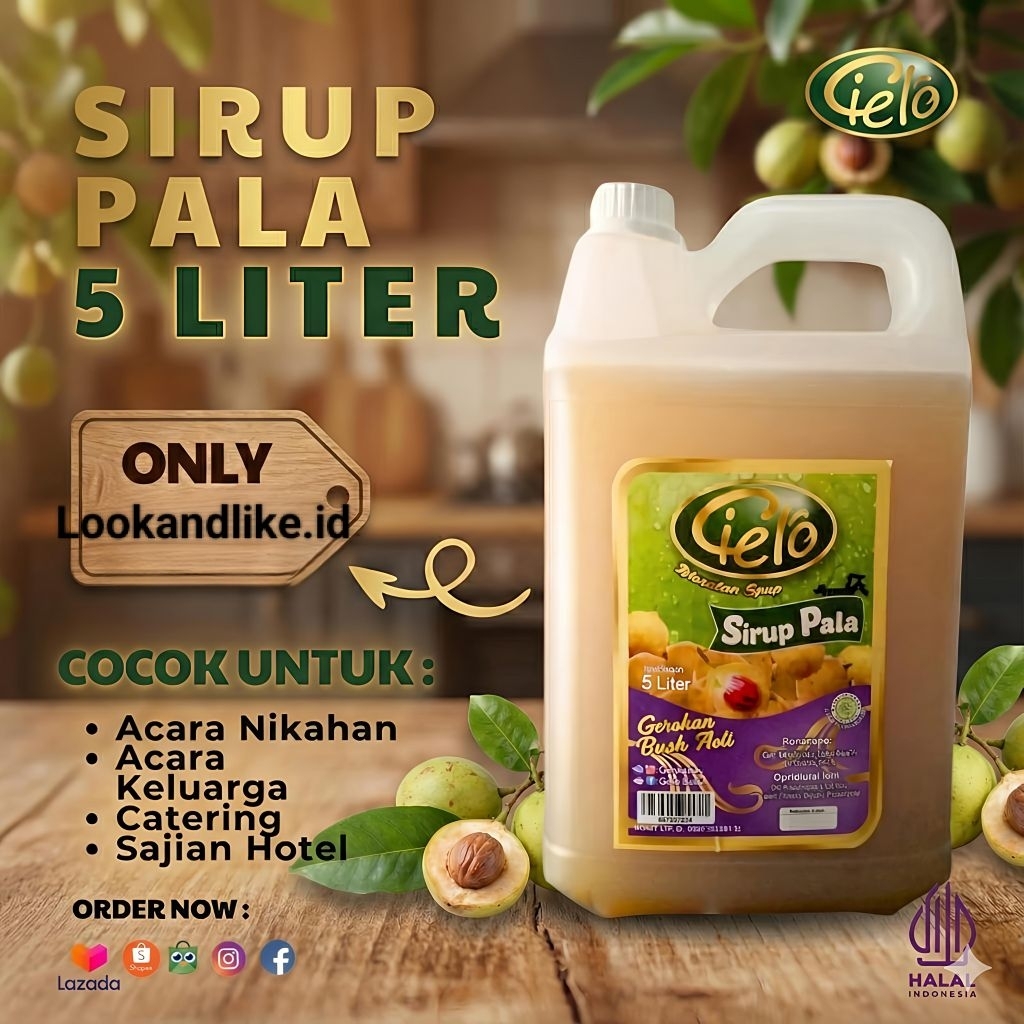Cielo Sirup Buah Pala Isi 5 liter Dengan Gula Asli Oleh Oleh Kota Bogor