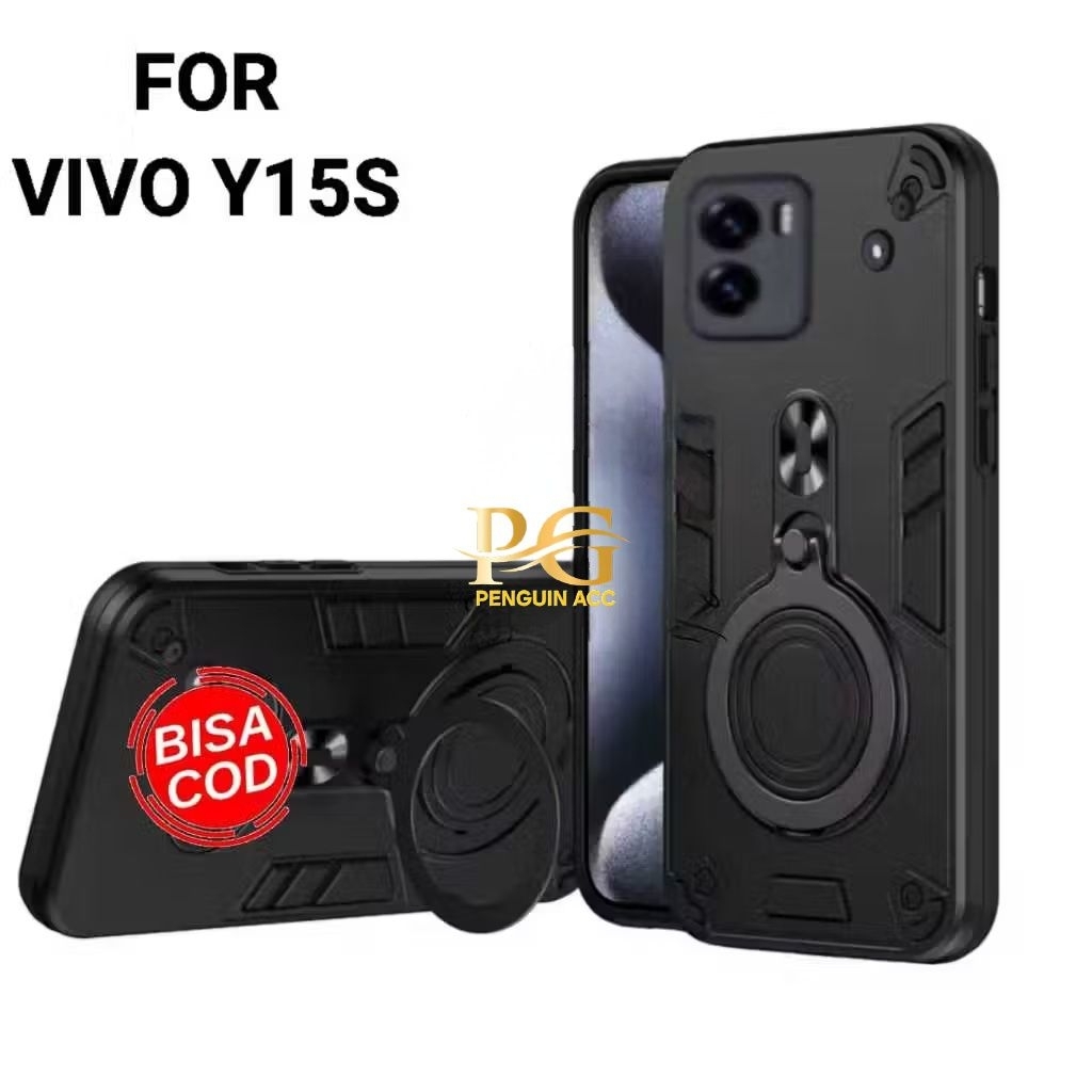Casing VIVO Y15S Hard Case Robot Ring Eye Ring Pro Camera Casing Standing Robot