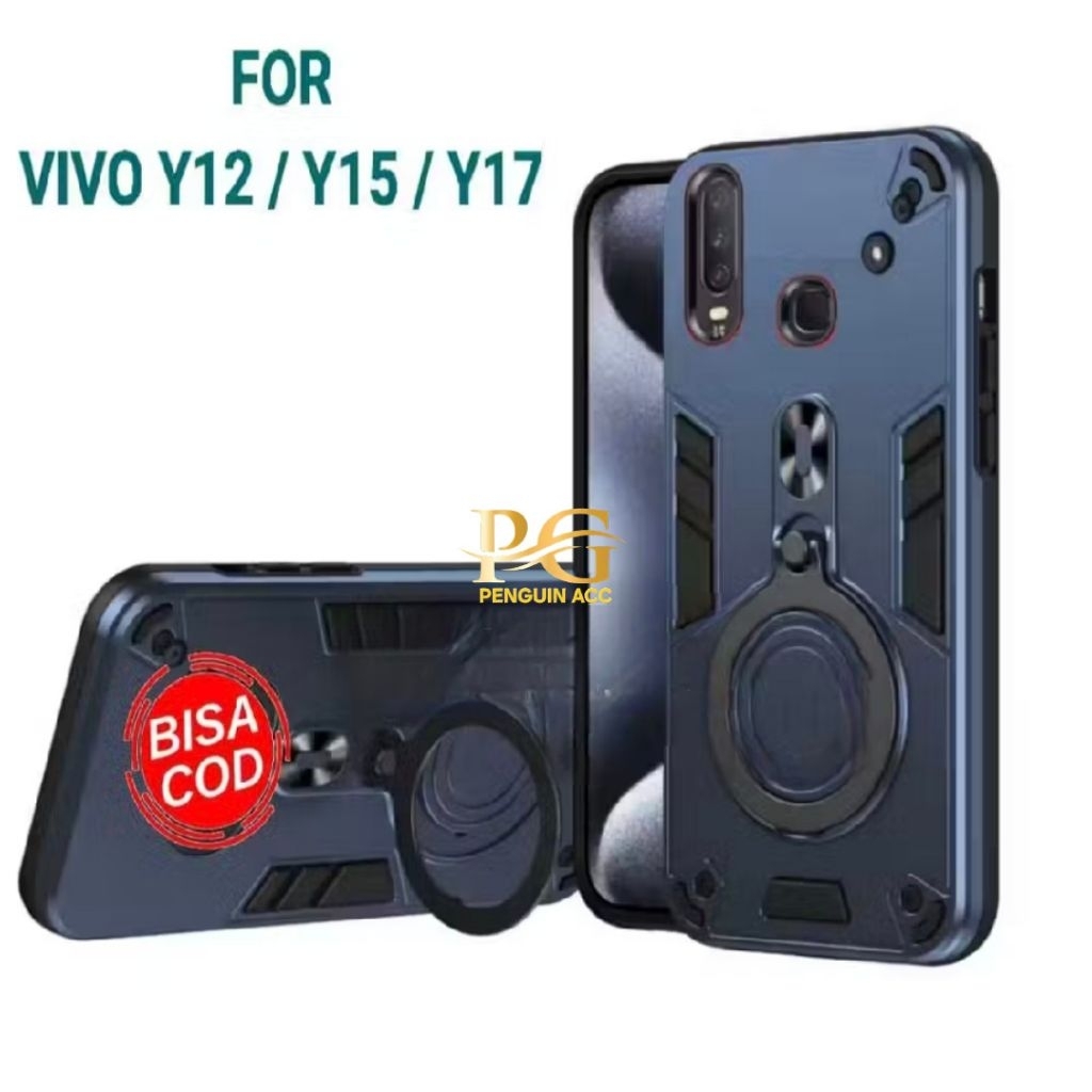 Casing VIVO Y12 Y17 Y15 Hard Case Robot Ring Eye Ring Pro Camera Casing Standing Robot