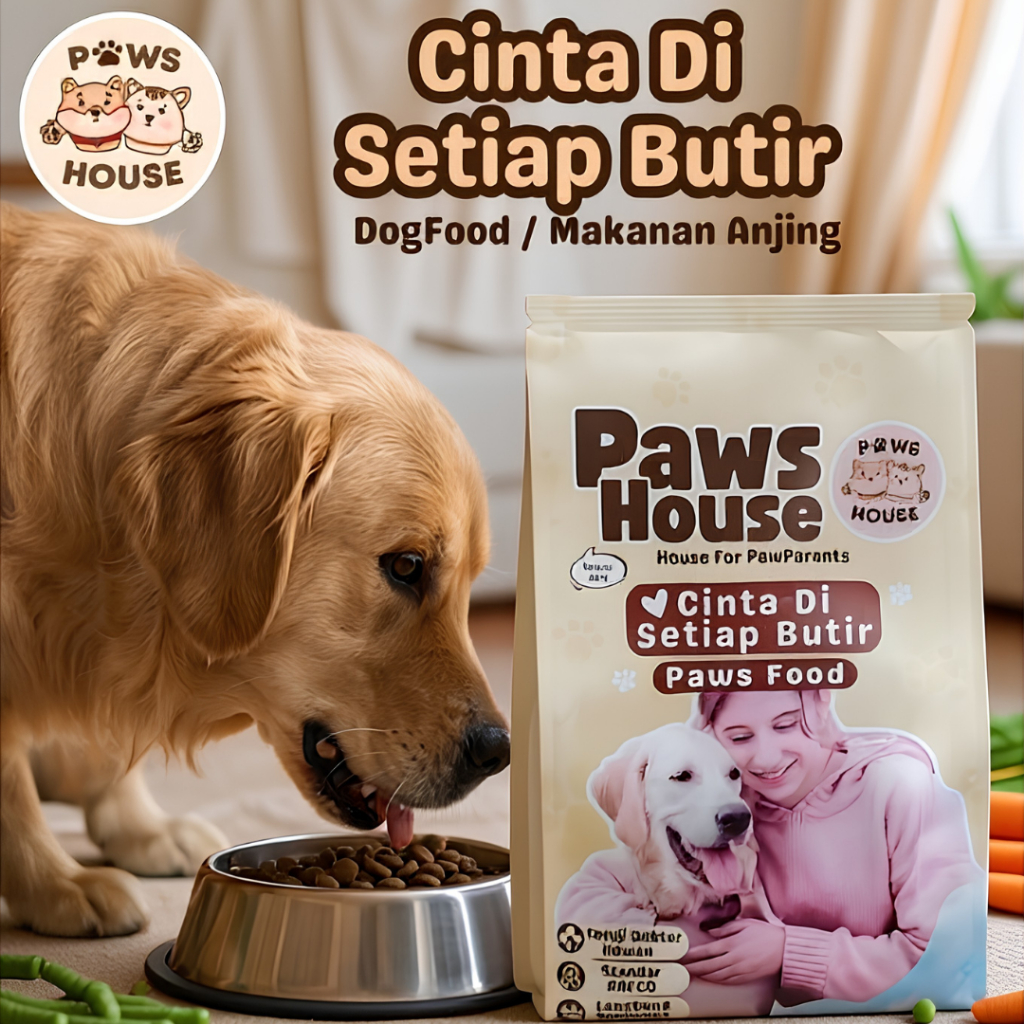 PAWS HOUSE Dog Food Puppy & Adult For Poodle & All Breed 800g - Makanan Anjing Kering Medan