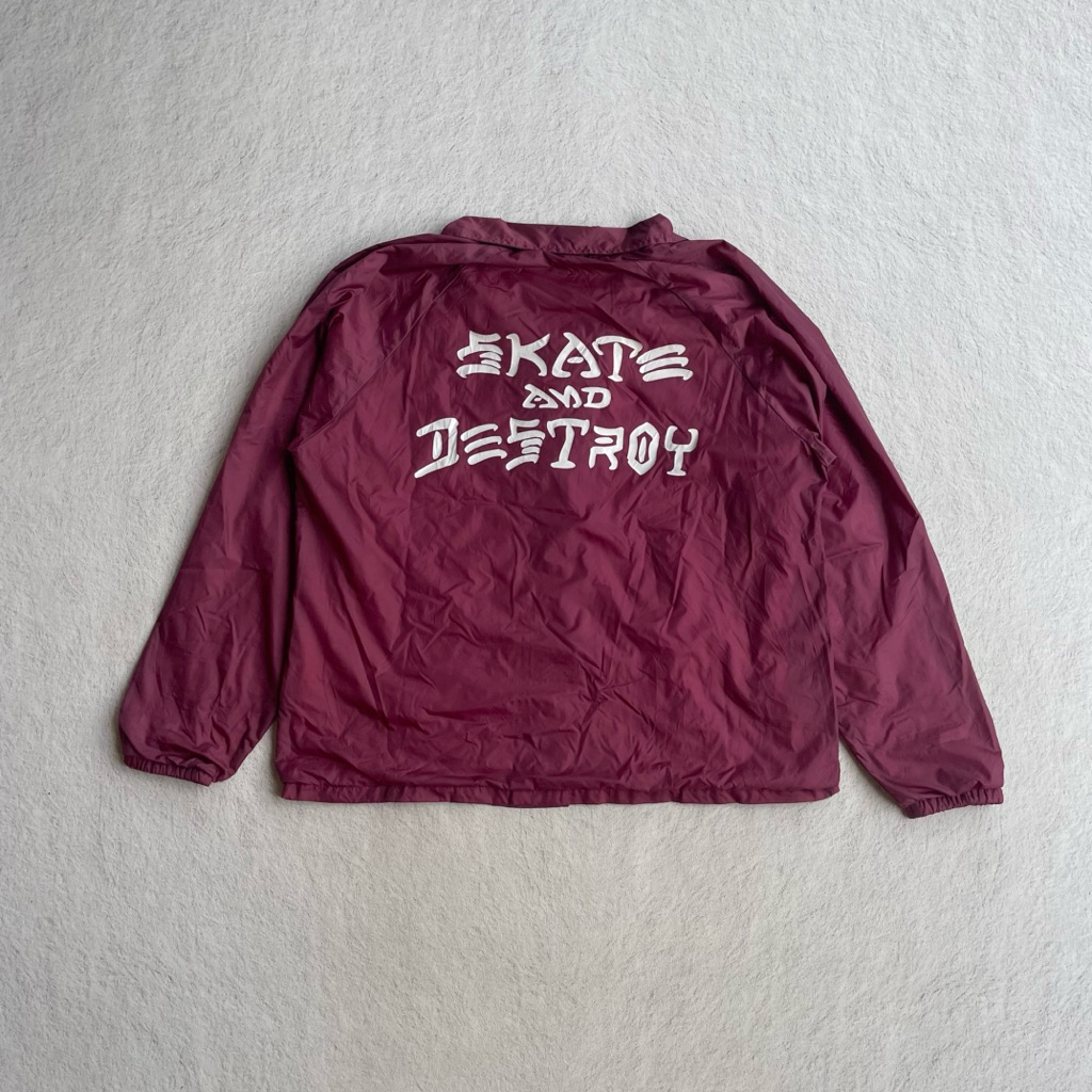 Coach jaket Thrasher Skate and destroy maroon
