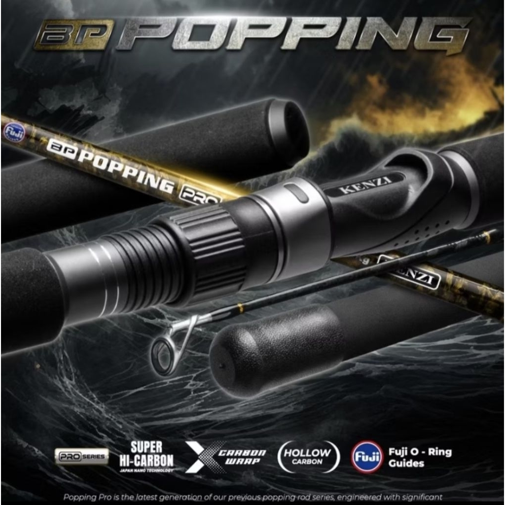 joran kenzi popping  pro 802 240cm fulus X-warp carbon premium dan ring guid fuji
