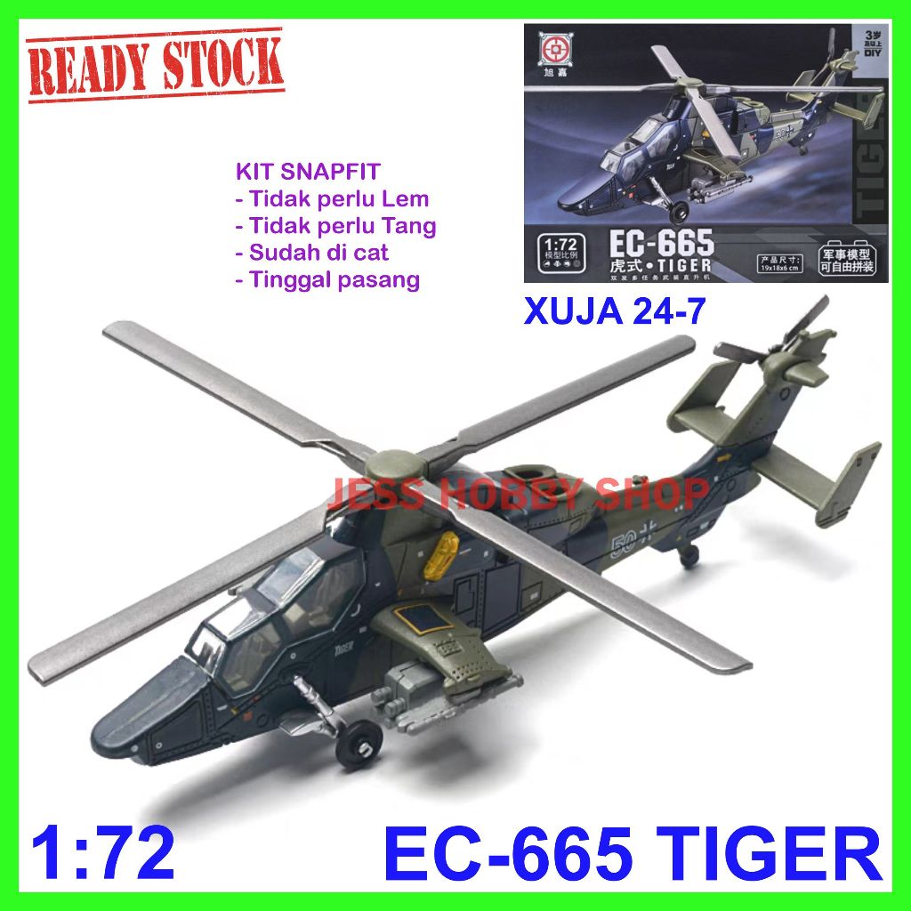 Model Kit XUJA 1/72 Helicopter EC-665 Eurocopter Tiger Heli EC665 dan Tank Lainnya Mainan Anak Dieca