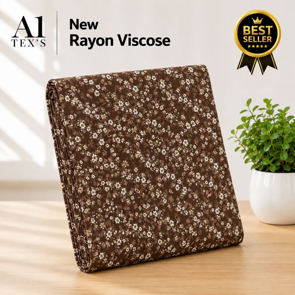 Kain Katun Rayon Viscose Premium - Kain Katun Motif Bunga Vintage Coklat Floral Softtone - Kain Flor