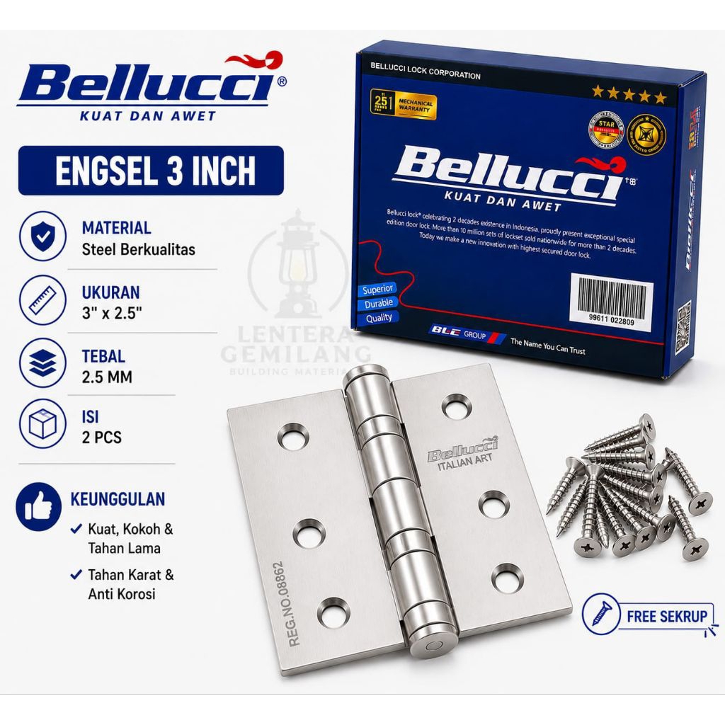 Engsel Pintu Bellucci 3" / Engsel Jendela Bellucci 3 inch / Engsel Jendela / Engsel Pintu Bellucci 3