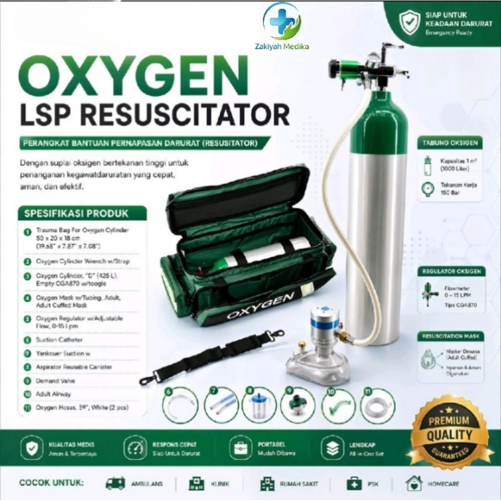 Oxygen LSP Resuscitator Set Tabung Oksigen Medis Portable Lengkap Emergency  Kit Ambulance  Klinik R