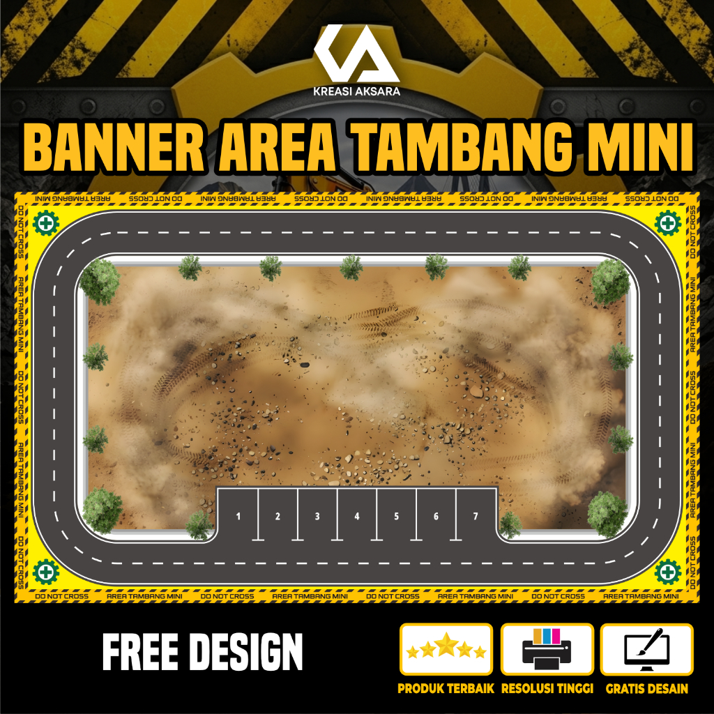 Banner Area Tambang Mini Alas Playmat Tambang RC Excavator Free Desain