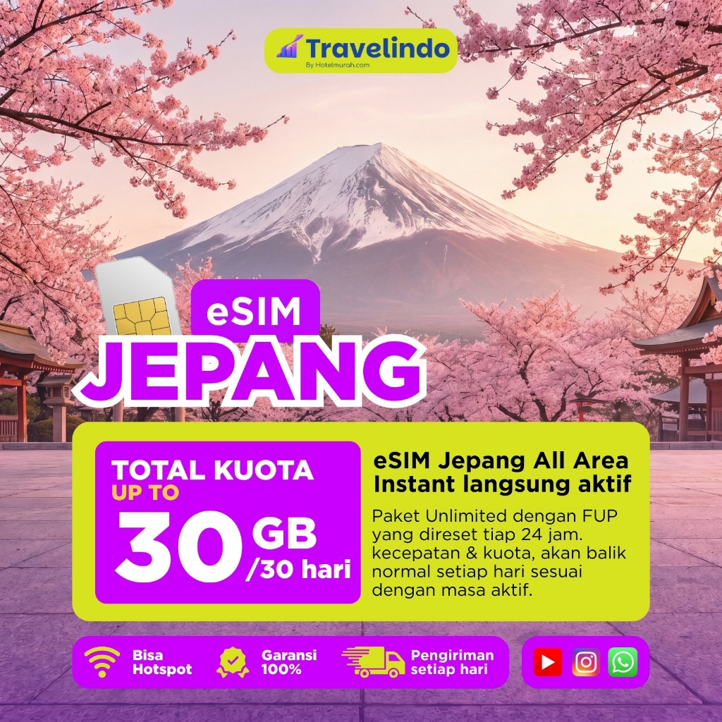 Travelindo eSIM Internet Jepang Softbank Unlimited Extra Data Japan Roaming Langsung Aktif