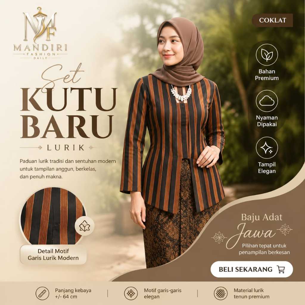Kebaya Lurik Premium Wanita Dewasa | Atasan Baju Adat Jawa Modern | Bahan Lurik Premium