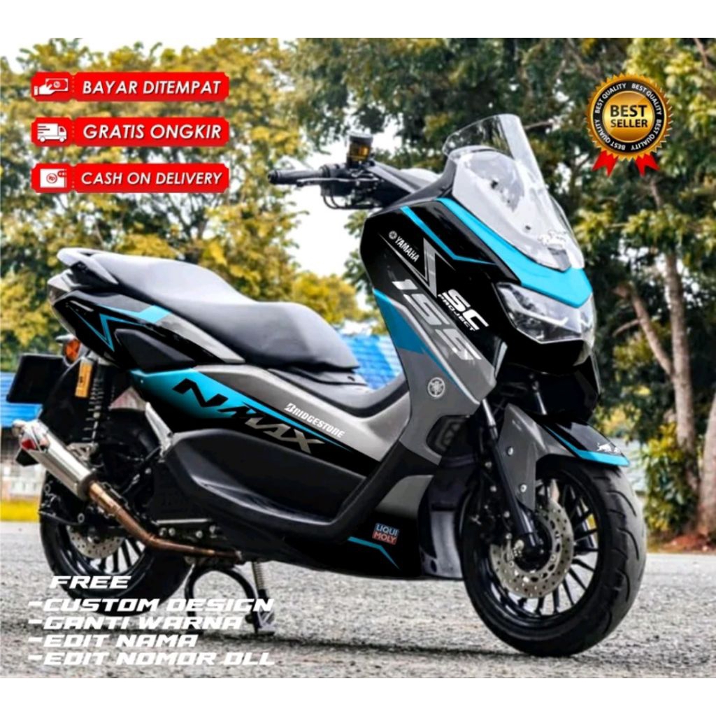 Stiker Decal Nmax New Full Body Variasi Terbaru Lis Sky Blu