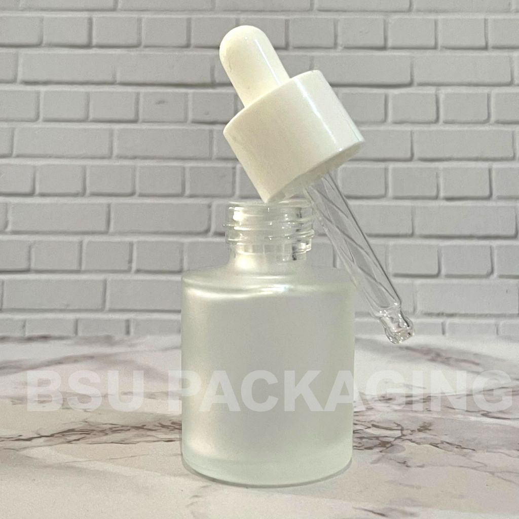 BOTOL RF 20ML FROSTED PIPET RING PUTIH / BOTOL KACA FROSTED RF 20ML BOTOL SERUM RF 20ML FROSTED