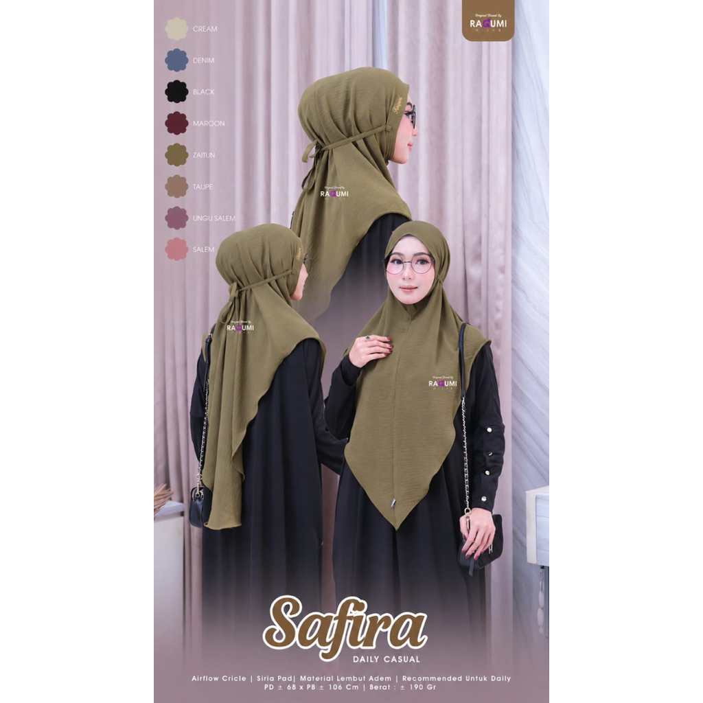 SAFIRA DAILY HIJAB ORIGINAL BY RAQUMI HIJAB / JILBAB CASUAL / CRINKLE TALI