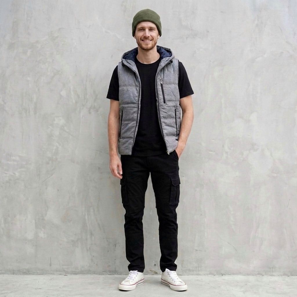 Hooded puffer Vest jacket Navy