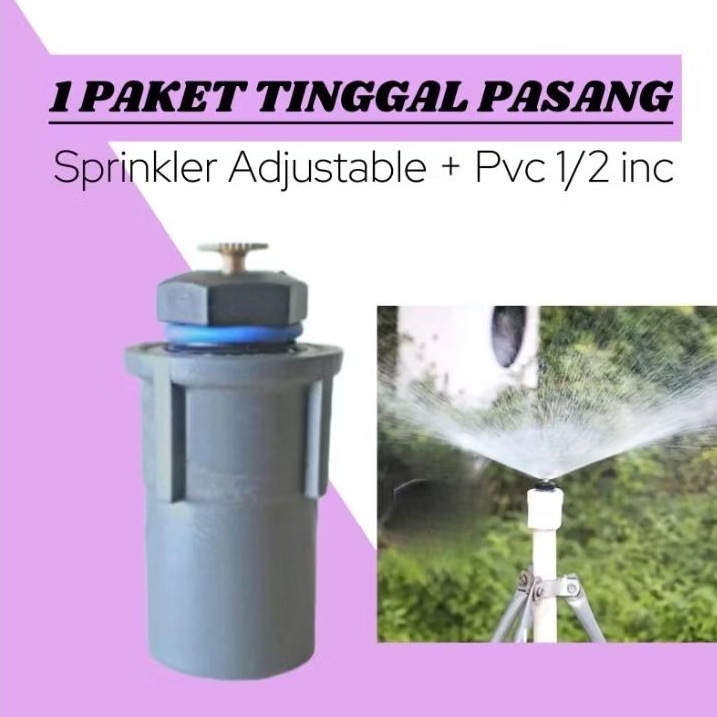 1 PAKET SPRINKLER PERTANIAN - SPRINKLER ADJUSTABLE + SOKDRAT 1/2" ALAT SIRAM TANAMAN PRAKTIS
