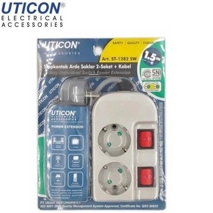 STOP KONTAK UTICON 2 SOKET + SAKLAR + KABEL ST1282SW
