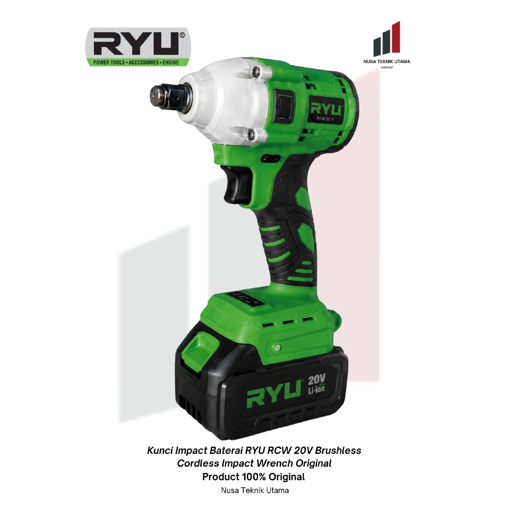 Kunci Impact Baterai RYU RCW 20V Brushless Cordless Impact Wrench Original