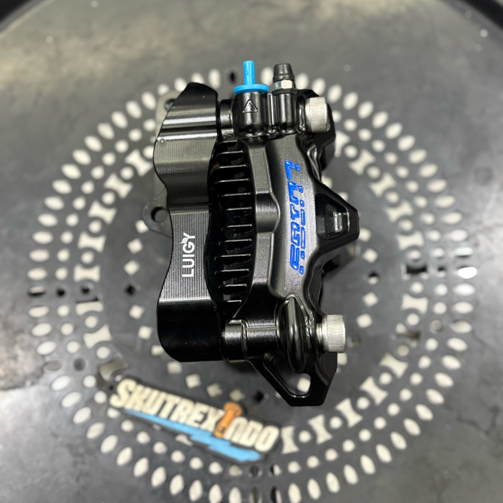 Caliper Luigy CNC Billet XR-09 Black + Adaptor Monoblock Luigy Black Pitch 100mm Vespa Sprint Primav