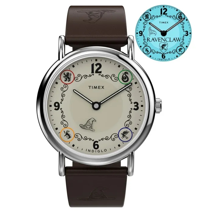 Original 100% Jam Tangan Unisex Timex Ravenclaw TW2Y76500 Harry Potter x Timex Weekender Leather Str