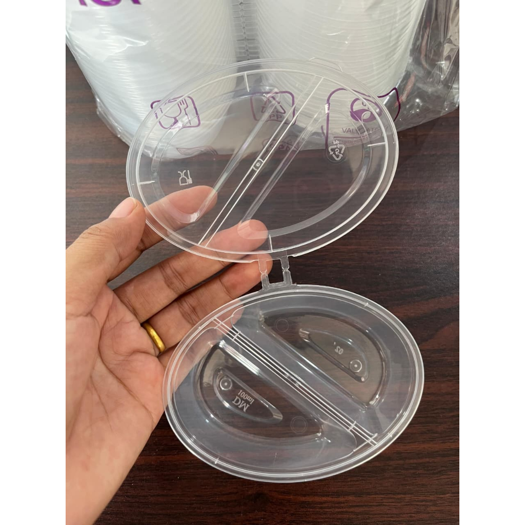 Thinwall DM 100-2 Ml Oval 2 Sekat Isi 50 Pcs