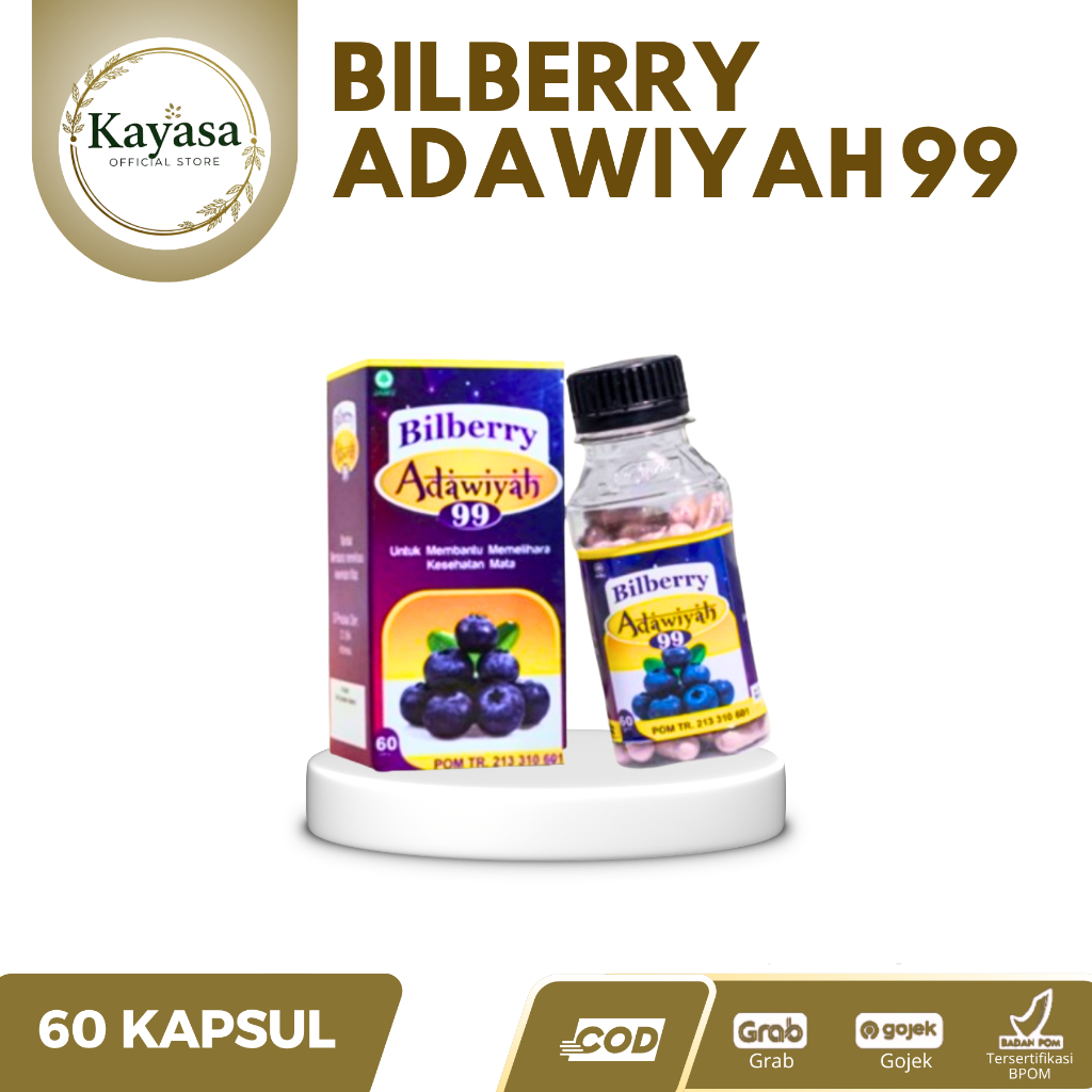 Kapsul Bilberry Adawiyah99 | Herbal untuk Mengatasi Mata Rabun Katarak MInus | Bilberry Adawiyah 99