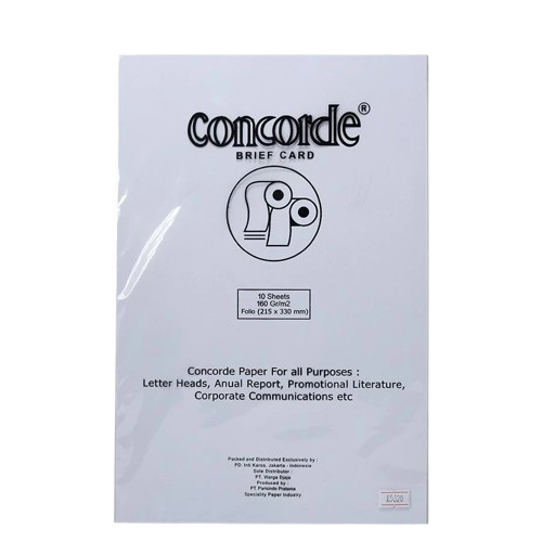 Kertas Cover Folio A4 Concorde Isi 10 / Concorde Kertas Putih White A4 F4 160gr