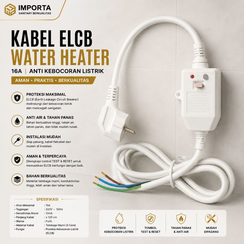 Kabel Elcb Water Heater Ariston/ Icb Pengamanan Water Heater Ariston