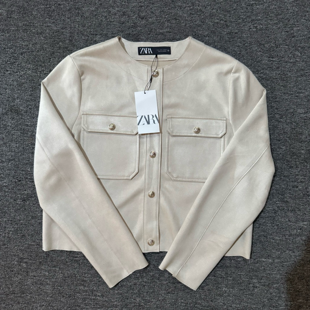 [ New ] ZARA - Faux Suede Cropped Jacket Women
