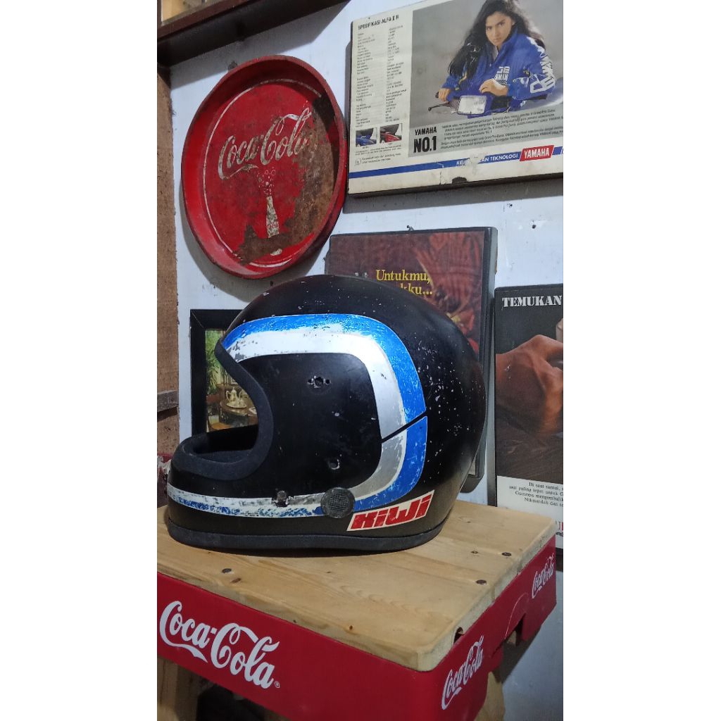 helm Cakil fullface kiwi jadul biru
