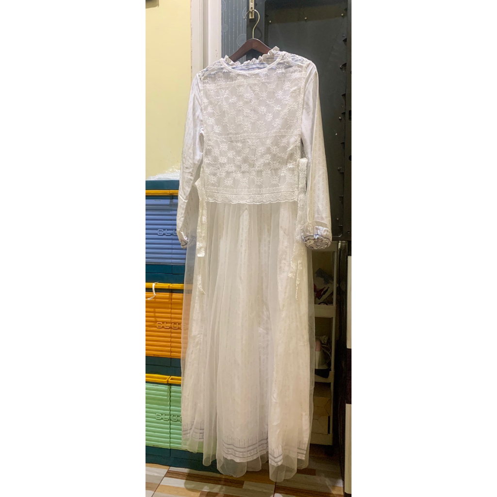 Gamis ultraviolet kombinasi rompi ori matahari